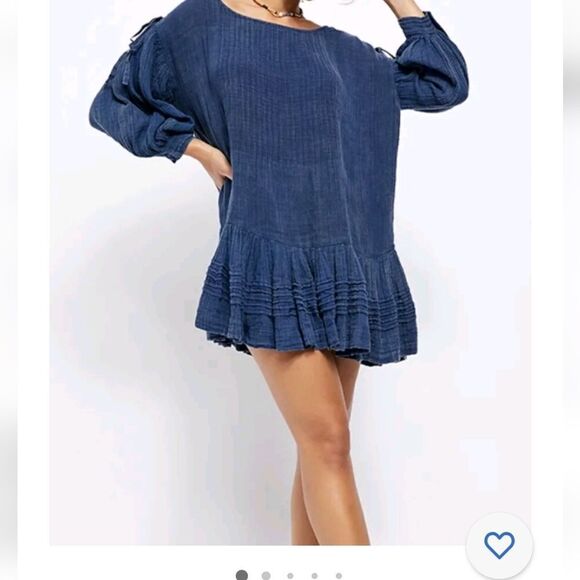 Free People Washed Ashore indigo ruffle dress - Picture 1 of 10